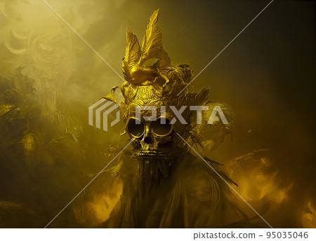 A Demonic Deity with Golden Mask 95035046