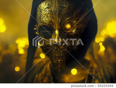 A Demonic Deity with Golden Mask and One Glowing Eye A Demonic Deity with Golden Mask and One Glowing Eye 95035049