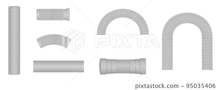 Corrugated hose connections in various shapes. Curved plastic pipes . 95035406