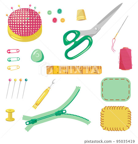 Vector illustration of sewing items isolated on a white background. Vector illustration of sewing items isolated on a white background. 95035419