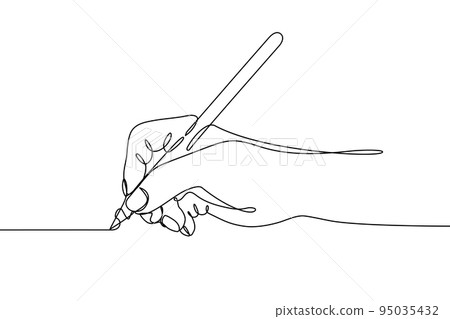 Hand writing continuous line drawing 95035432