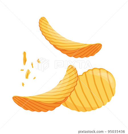Fried potato chips, delicious crumbs, cartoon style. Fried potato chips, delicious crumbs, cartoon style. 95035436