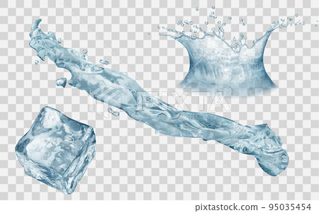 Water crown, splash and ice cube 95035454
