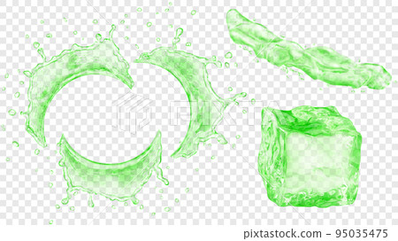 Water splashes and ice cube 95035475