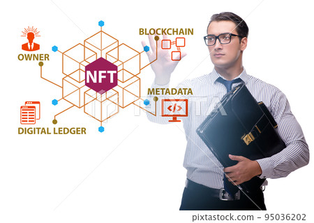 Businessman in NFT non fungible concept Businessman in NFT non fungible concept 95036202