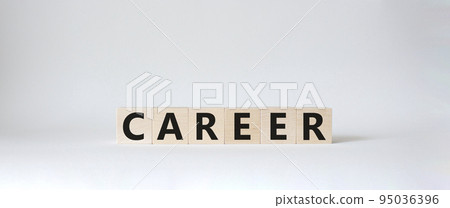 Career symbol. Concept word Career on wooden cubes. Beautiful white background. Business and Career concept. Copy space. 95036396