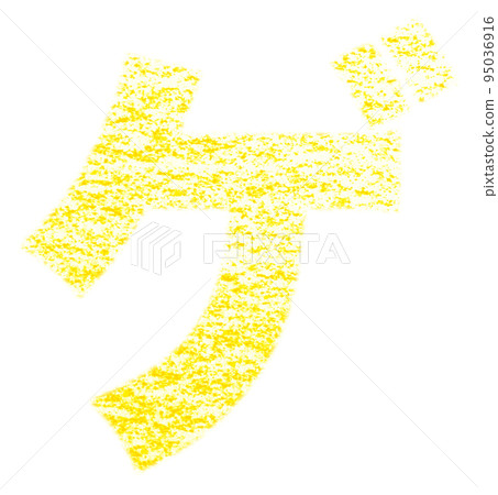 Katakana drawn with crayon "Ge" yellow background white path with other colors / list 95036916