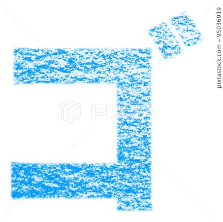 Katakana "Go" drawn with crayons Blue background white with path Other colors / list ants Katakana "Go" drawn with crayons Blue background white with path Other colors / list ants 95036919