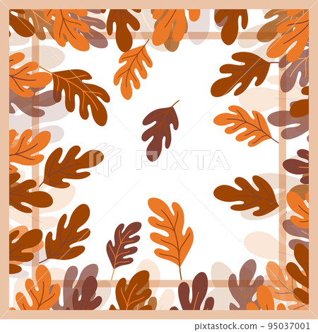 Print for kerchief, bandana, scarf, handkerchief, shawl, neck scarf. Squared pattern with ornament for fabric, textile, silk products. Paisley vector with oak leaves. Floral modern tracery. Print for kerchief, bandana, scarf, handkerchief, shawl, neck scarf. Squared pattern with ornament for fabric, textile, silk products. Paisley vector with oak leaves. Floral modern tracery. 95037001