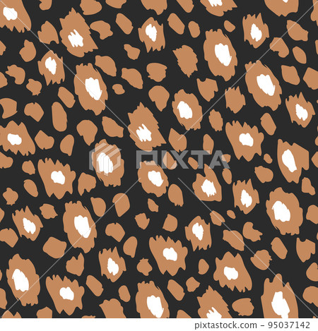 Abstract modern leopard seamless pattern. Animals trendy background. Beige and black decorative vector stock illustration for print, card, postcard, fabric, textile. Modern ornament of stylized skin Abstract modern leopard seamless pattern. Animals trendy background. Beige and black decorative vector stock illustration for print, card, postcard, fabric, textile. Modern ornament of stylized skin 95037142