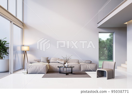 Minimal style Modern white living room with blank white wall for copy space 3d render 95038771