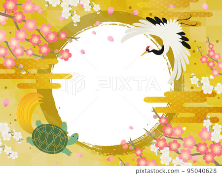 Japanese style background frame _ crane turtle _ pine bamboo plum 95040628
