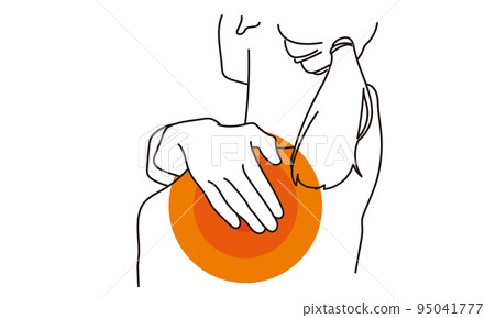 A woman who puts her hand on her shoulder with stiff shoulders 95041777