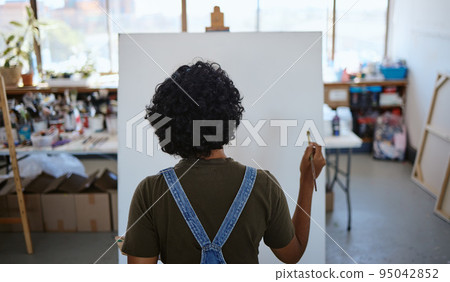 Painting artist blank canvas and creative Stock Photo