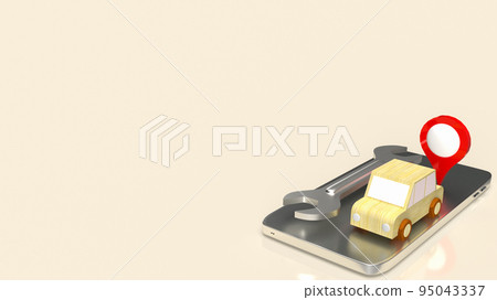 The car and tool on mobile for services  application  3d rendering 95043337