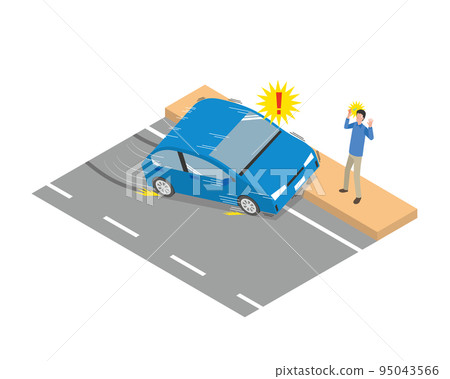 因駕駛失誤而在人行道上發生交通事故的插圖 95043566