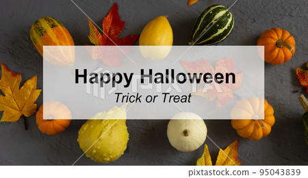 Autumn or Halloween background. pumpkin and maple leaves 95043839