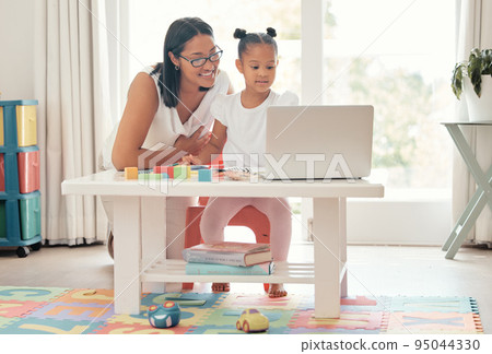Education, teacher and online homeschool with laptop girl, help from mother or teacher for education, study in kindergarten. Mom, school and student child with studying, teaching and computer at home Education, teacher and online homeschool with laptop girl, help from mother or teacher for education, study in kindergarten. Mom, school and student child with studying, teaching and computer at home 95044330