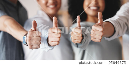 Success thumbs up, team support and happy with collaboration in office, agreement in training at startup company and motivation for training at work. Thank you, goal and vision for employees 95044875