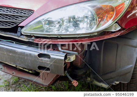 Vehicle with needing bumper replacement due to during car accident Vehicle with needing bumper replacement due to during car accident 95046199