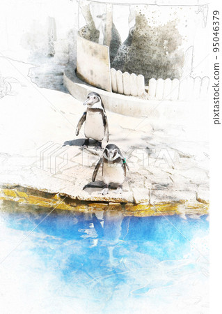 兩隻可愛的洪堡企鵝 兩隻可愛的洪堡企鵝 95046379