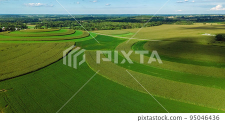 Rural wisconsin farm fields in the summer 95046436