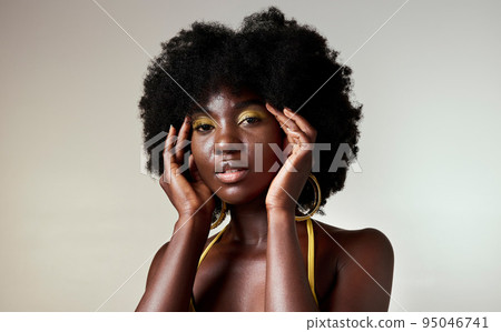 Beauty portrait of African American girl with afro hair. Beautiful black  woman. Cosmetics, makeup and fashion Stock Photo