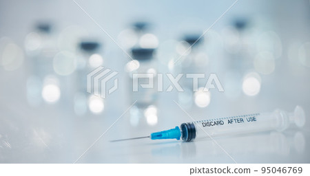 Covid vaccine needle for botox, medical pharmaceutical drugs or cancer medicine in corona virus research laboratory or pharmacy, Needle for healthcare, hospital or clinic innovation background Covid vaccine needle for botox, medical pharmaceutical drugs or cancer medicine in corona virus research laboratory or pharmacy, Needle for healthcare, hospital or clinic innovation background 95046769