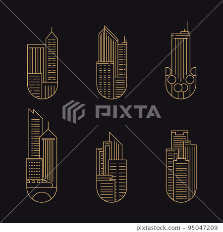 City icon. Modern building in flat line vector. City landscape line art illustration with building, tower, skyscrapers. Vector illustration. City icon. Modern building in flat line vector. City landscape line art illustration with building, tower, skyscrapers. Vector illustration. 95047209