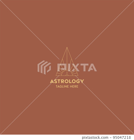 Astrology logo design template. Geometric logo design with celestial line art. Vector illustration. Astrology logo design template. Geometric logo design with celestial line art. Vector illustration. 95047218