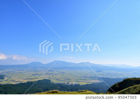 View of the Aso Caldera from Daikanbo Five Peaks of Aso, Statue of Reclining Buddha, Kuju Aso National Park 95047303