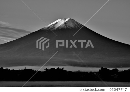 Mt.Fuji sunrise monochrome from Kawaguchiko 95047747