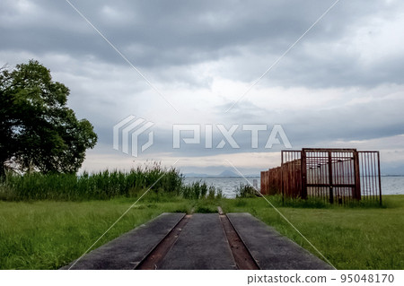 滋賀縣大津市坂本城跡公園風景 95048170