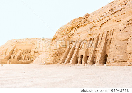 Esplanade with two egyptian temples in Abu Simbel Esplanade with two egyptian temples in Abu Simbel 95048718