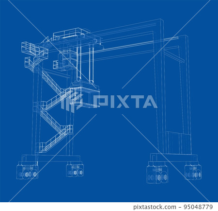 Port cargo crane. Vector 95048779