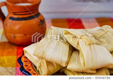 Mexican cuisine tamales and atole 95048780