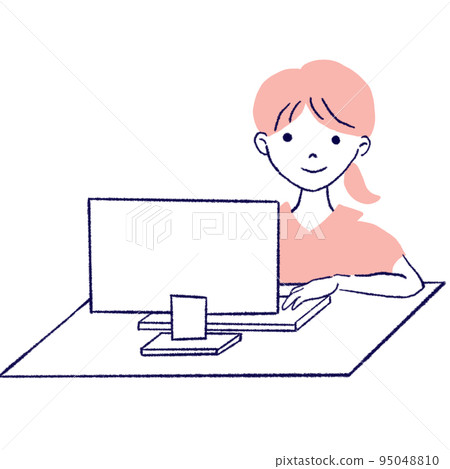 辦公桌工作的女孩 辦公桌工作的女孩 95048810