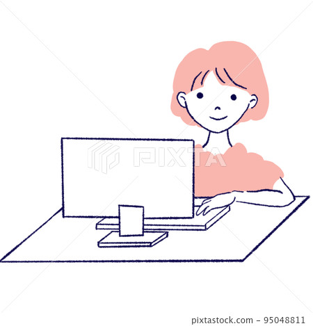 辦公桌工作的女孩 辦公桌工作的女孩 95048811