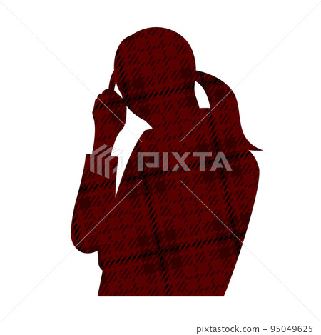 Worried business woman silhouette illustration check pattern Worried business woman silhouette illustration check pattern 95049625