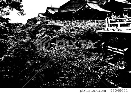 Kiyomizu-dera main hall black and white Kiyomizu-dera main hall black and white 95049631