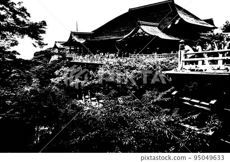 Kiyomizu-dera main hall black and white 95049633