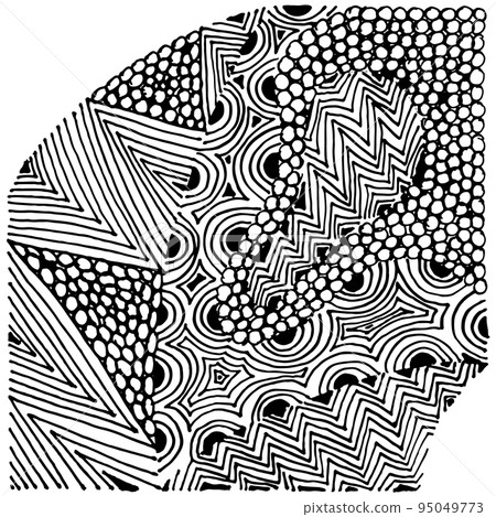 Black and white zenart illustration Isolated on White Background. 95049773