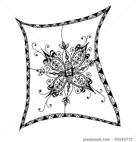 Black and white abstract zenart hand-drawing vector illustration. 95049775