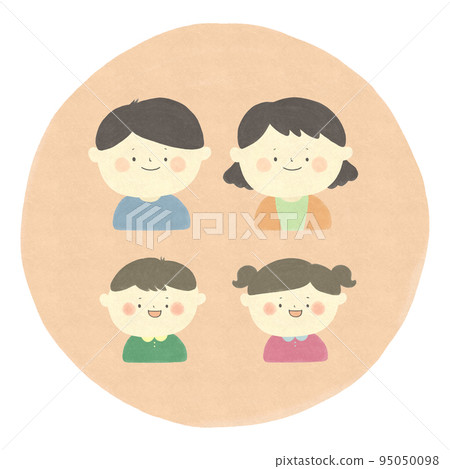 Watercolor painting happy family of four hand-drawn illustration material 95050098