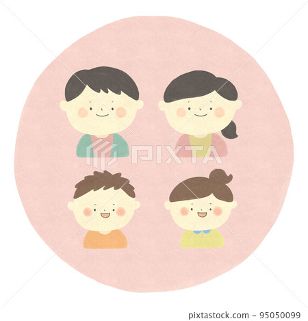 Watercolor painting happy family of four hand-drawn illustration material 95050099