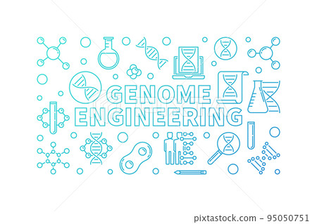 Genome Engineering vector blue line horizontal illustration 95050751