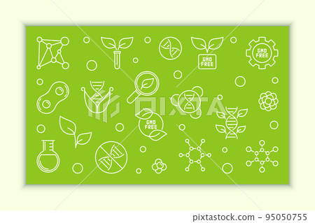 Vector GMO Free horizontal banner in outline style 95050755