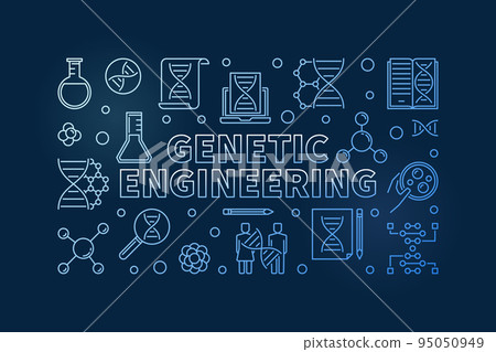 Genetic Engineering vector blue outline illustration Genetic Engineering vector blue outline illustration 95050949