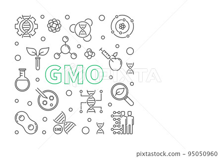 Vector GMO concept minimal outline square banner 95050960