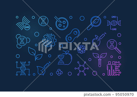 GMO vector colorful outline illustration on dark background GMO vector colorful outline illustration on dark background 95050970